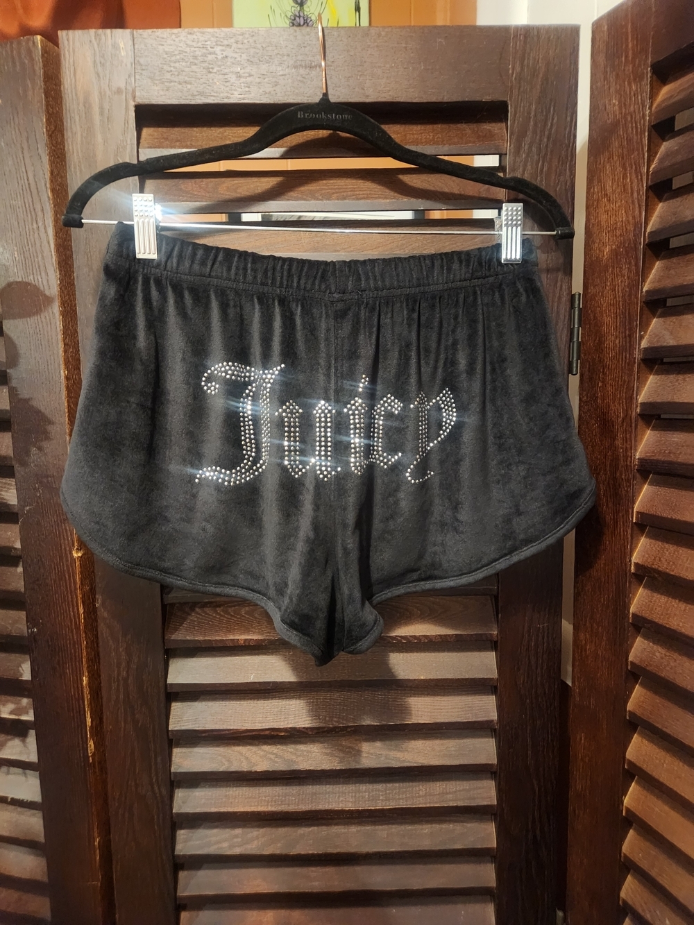 Juicy Couture Black Velour Rhinestone Shorts